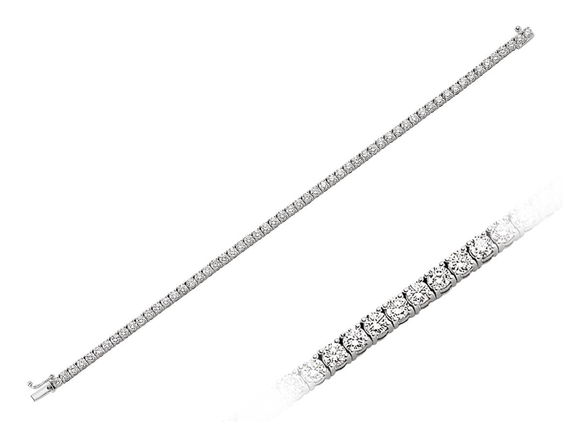 Classic tennis bracelet with 58 lab-grown diamonds in 14K white gold – 5.05 ct