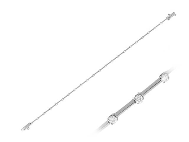 Modern river bracelet with 24 round diamonds made of 14K white gold