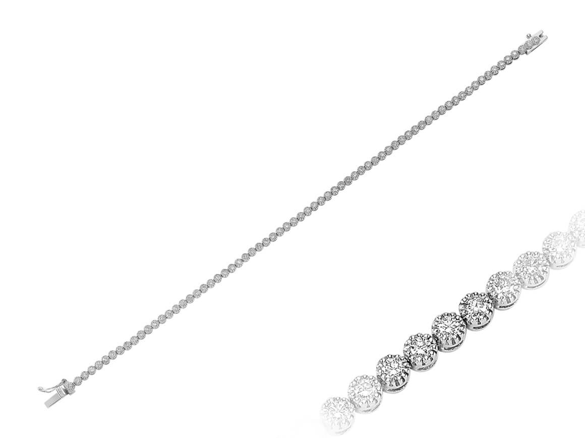 Elegant tennis bracelet with 69 lab diamonds – 14K white gold