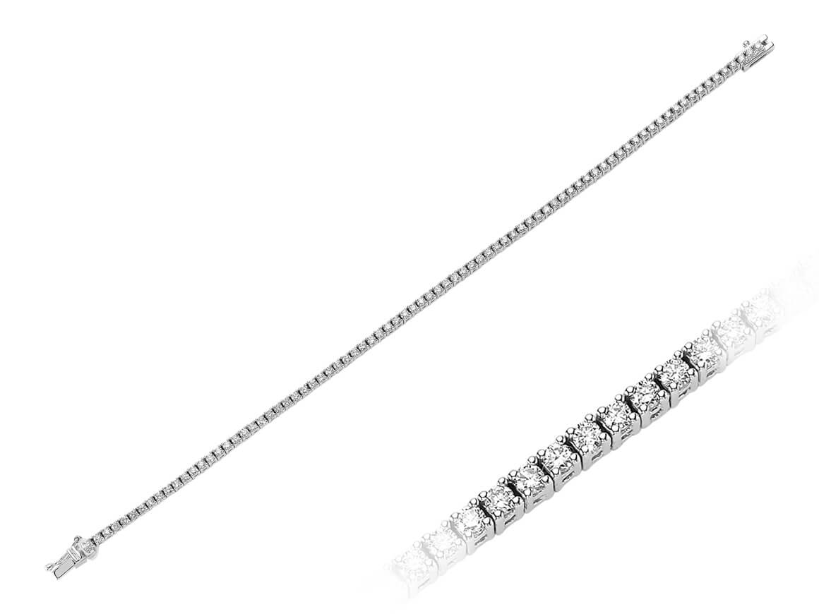 Noble tennis bracelet with 81 round diamonds in 14K white gold – 2.12 ct