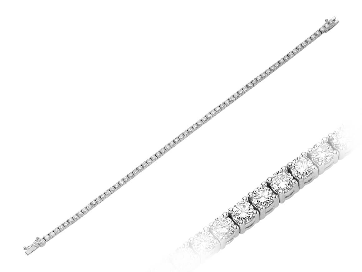 Elegant tennis bracelet with 64 round diamonds in 14K white gold – 3.78 ct