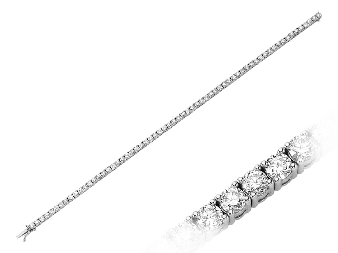 Exclusive tennis bracelet with 63 round diamonds in 14K white gold – 5.20 ct