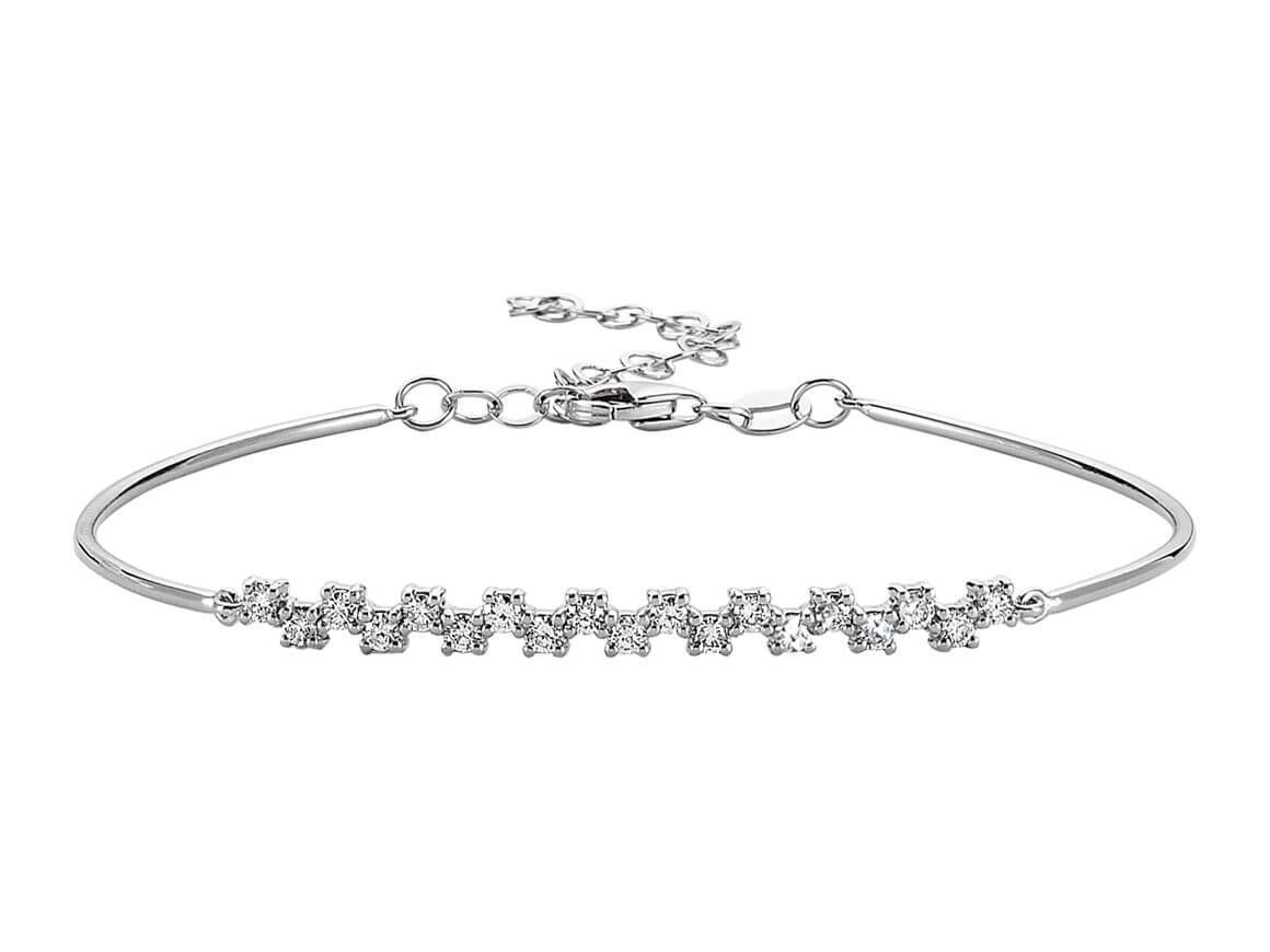 Fine bangle bracelet with 19 lab-grown diamonds in 14K white gold – 0.48 ct