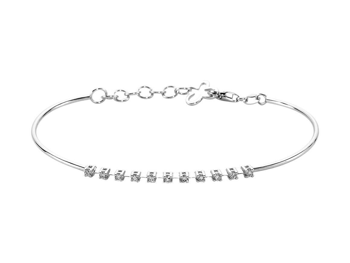 Modern bracelet with 11 diamonds in 14K white gold – 0.36 ct