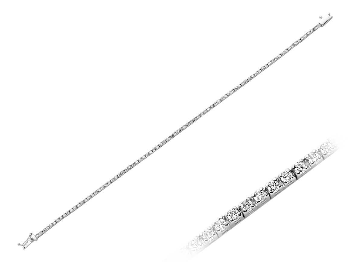 Bracelet Tennis avec 84 diamants en Or Blanc 14 carats – 1,40 ct – Bijoux haut de gamme de Rosy Lab Diamonds