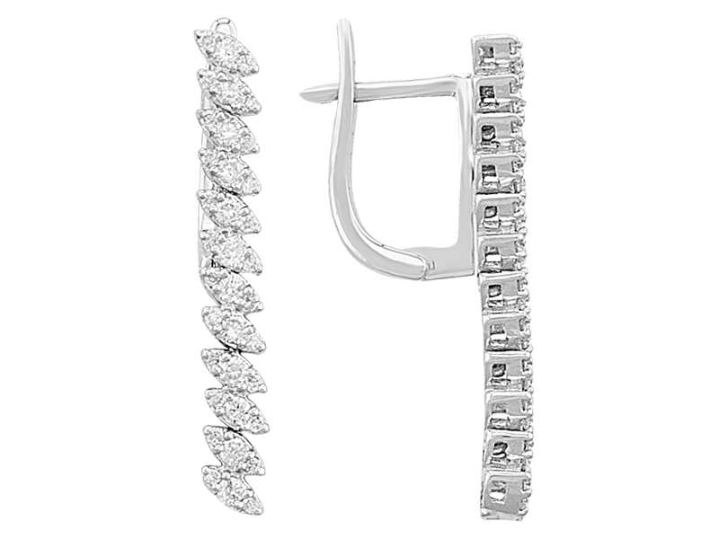 Élégantes boucles d'oreilles pavé diamant en or blanc 585 – 0,71 ct