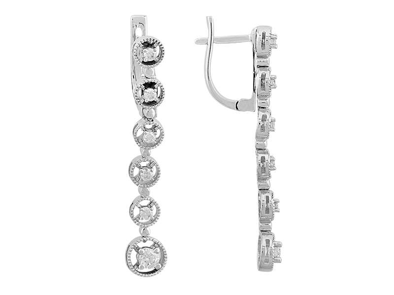 Élégantes boucles d'oreilles en diamant avec design dégradé en or blanc 585 – 0,48 ct