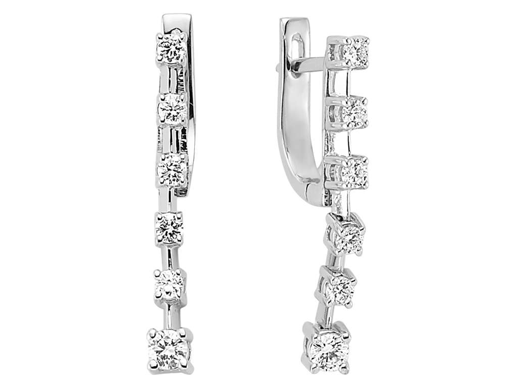 Drop Earrings in Su-Yolu design with 12 lab-grown diamonds in 14K White Gold - high-quality Jewelry from Rosy Lab Diamonds