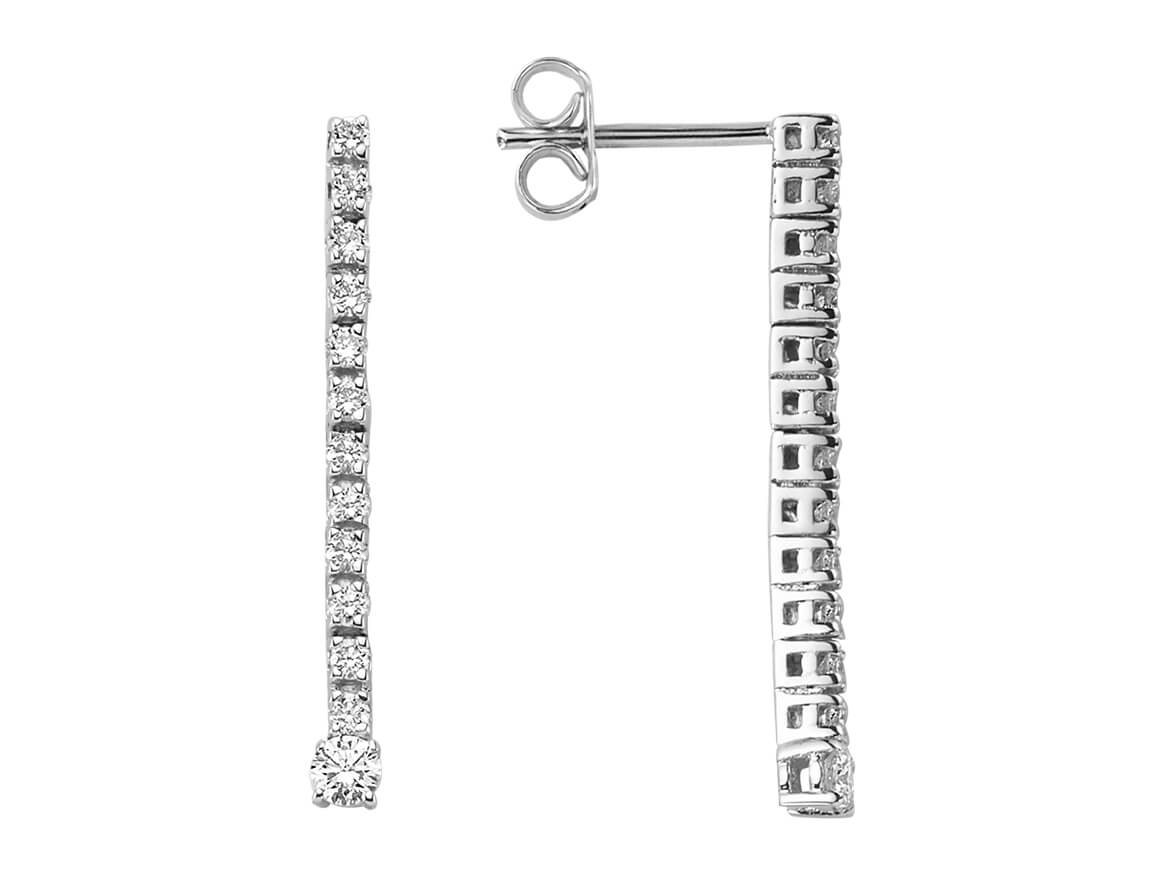 Elegant row drop earrings with lab diamonds made of 585 white gold