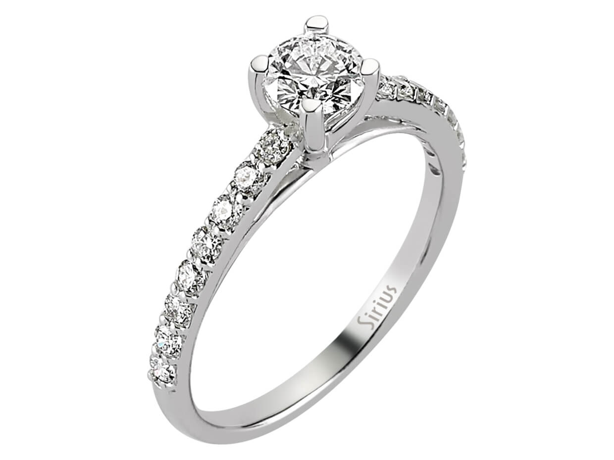 Weißgold-Ring mit 1 laborgezüchteten Diamant (0,45 Karat) und 16 laborgezüchteten Diamanten (0,30 Karat), Rundschliff, 14K