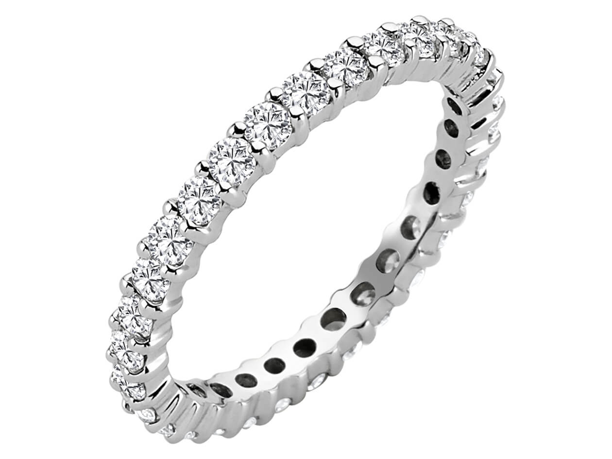 Klassischer Diamant-Trauring mit 29 Steinen – 14K Weißgold