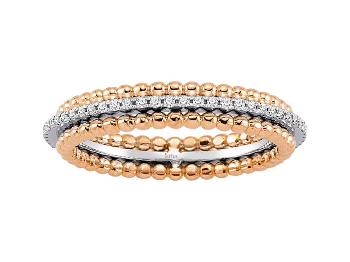 Diamant-Tamtur-Ring in Roségold mit Kugelstruktur – 18K
