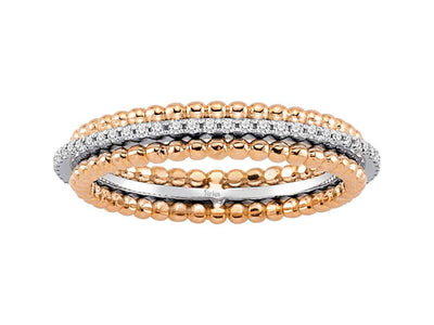 Diamant-Tamtur-Ring in Roségold mit Kugelstruktur – 18K