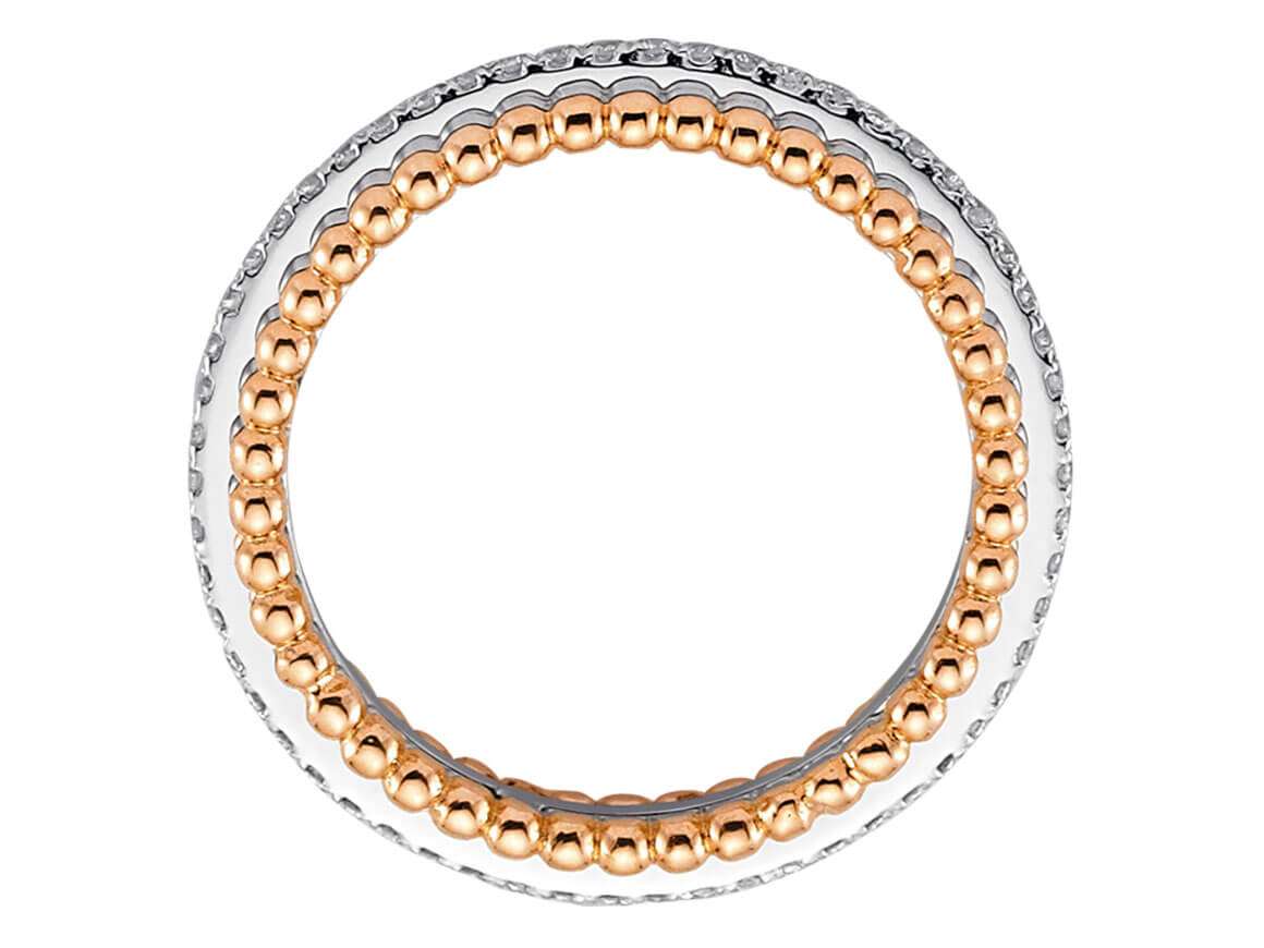 Diamant-Tamtur-Ring in Roségold mit Kugelstruktur – 18K