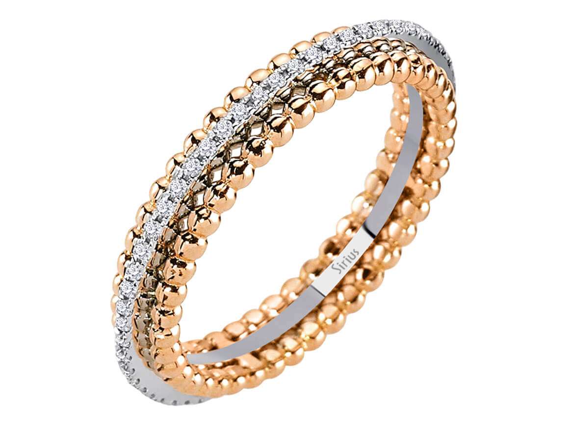 Tamtur Diamond Ring Rose Gold - 18K - 0.21 ct with Beaded Design - high-quality Jewelry by Rosy Lab Diamonds