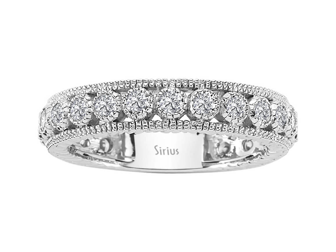Weißgold Tamturring mit 21 rund geschliffenen Diamanten – 0,85 ct