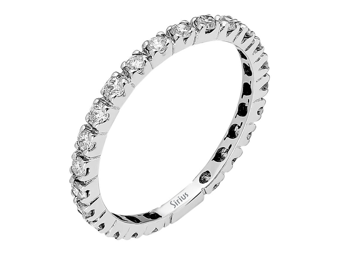 Weißgold-Diamant-Tamturring mit 23 rund geschliffenen laborgezüchteten Diamanten, 0,52 Karat, 18 Karat Gold