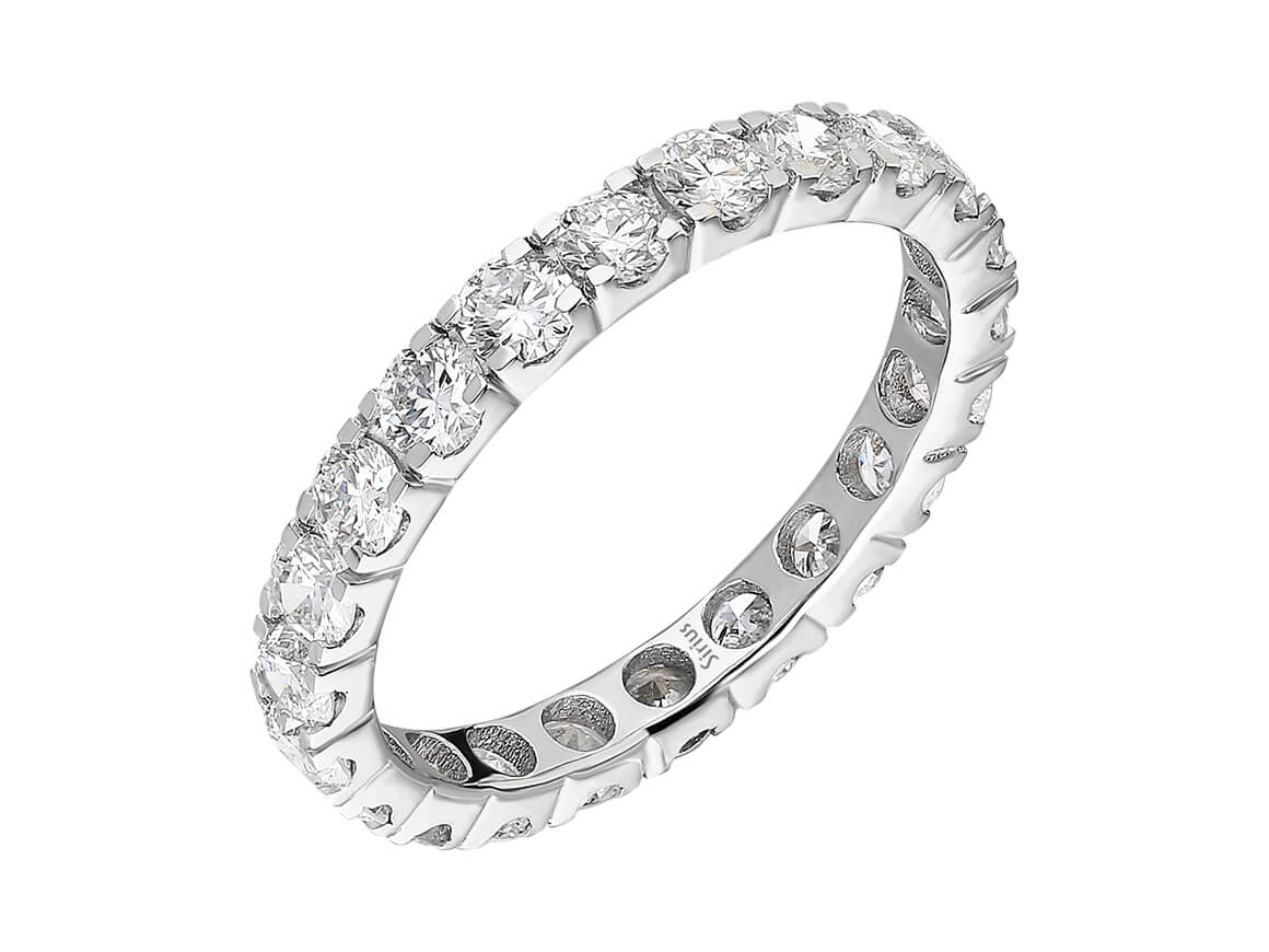 Glanzvoller Eternity-Ring mit 23 runden laborgezüchteten Diamanten in 14 Karat Weißgold