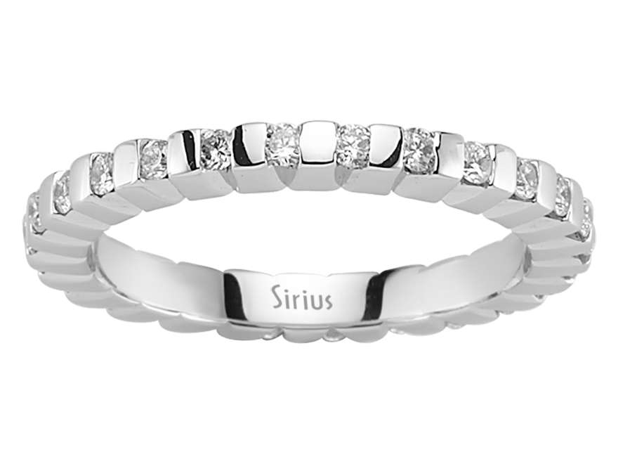 Moderner Labordiamant Eternity-Ring aus 14K Weißgold mit 26 Rund geschliffenen Diamanten