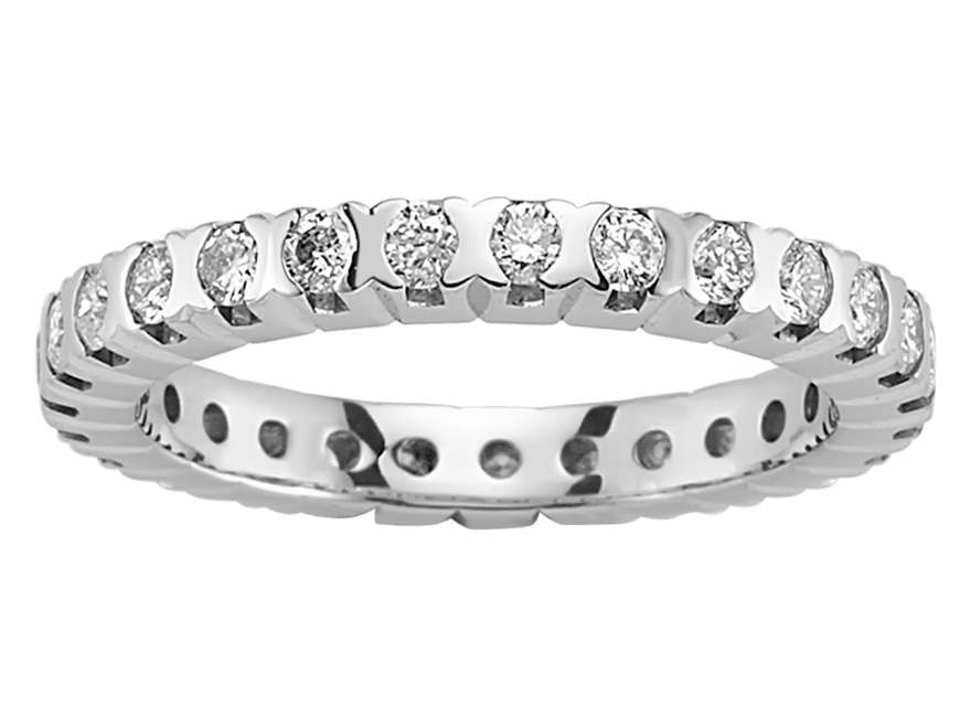 Stilvoller Labordiamant Eternity-Ring aus 14K Weißgold mit 27 Rund geschliffenen Diamanten