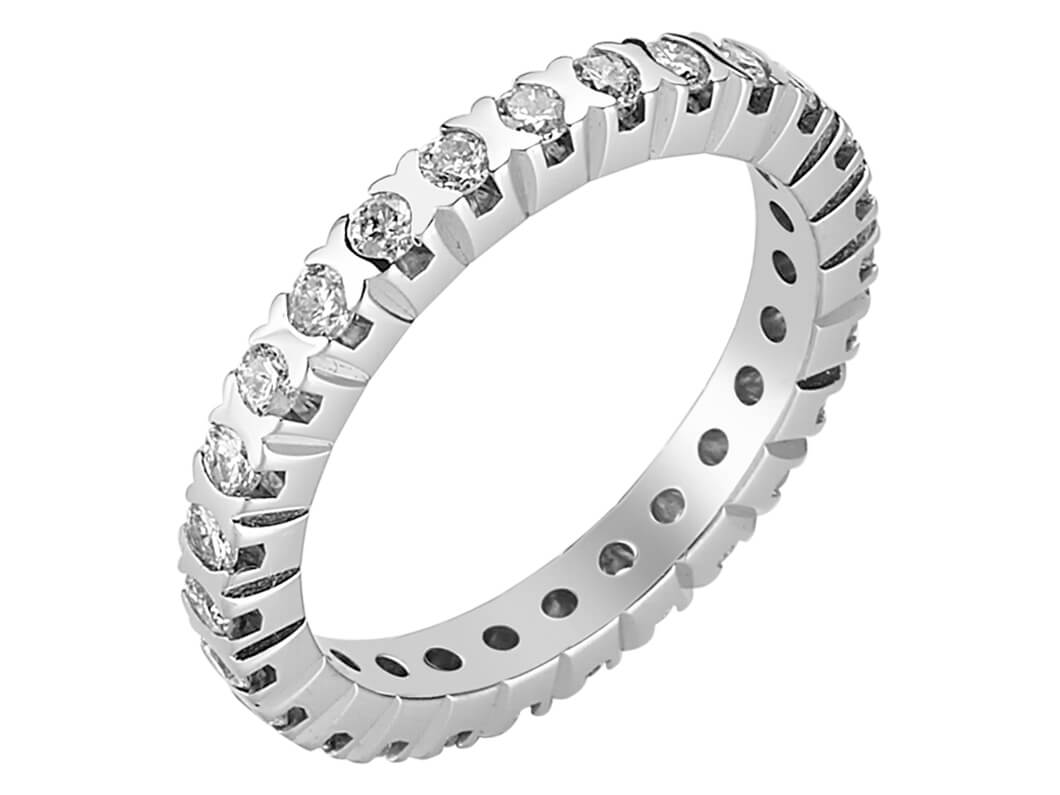 Stilvoller Labordiamant Eternity-Ring aus 14K Weißgold mit 27 Rund geschliffenen Diamanten