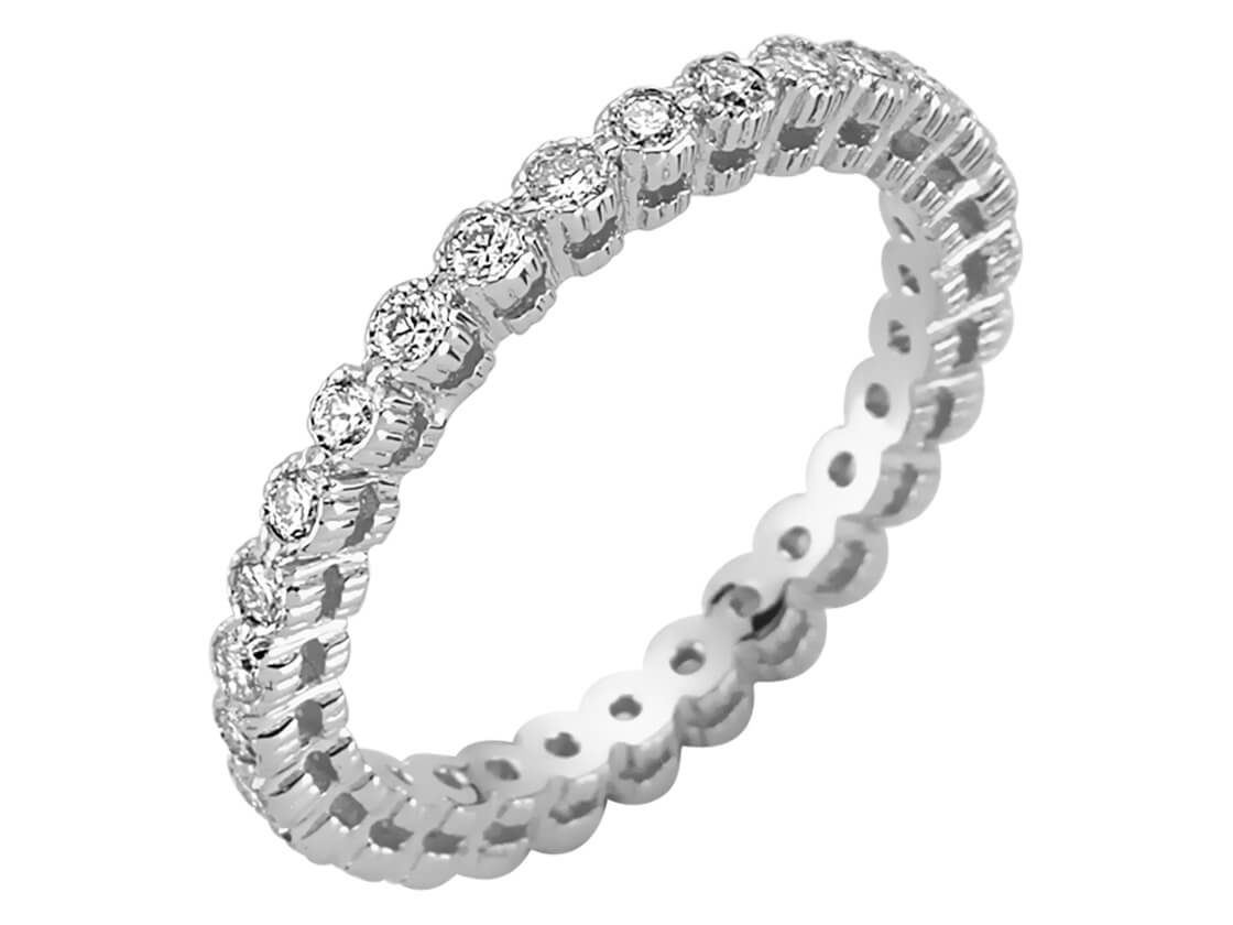 14K Beyaz Altın içinde 0,63 ct elmaslı Memoire yüzük - Rosy Lab Diamonds’tan yüksek kaliteli Mücevher