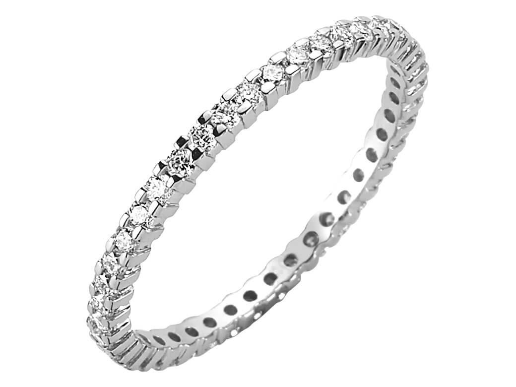 Tamtur-Diamantring aus 14K Weißgold mit 42 Steinen - Zarter Glanz - hochwertiger Schmuck von Rosy Lab Diamonds