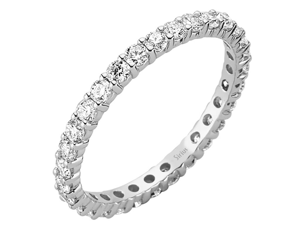 Feiner Tamtur-Diamantring mit 30 runden Steinen aus 14K Weißgold
