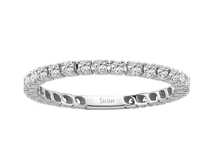 Ewiger Diamantring mit 28 runden Steinen aus 14K Weißgold