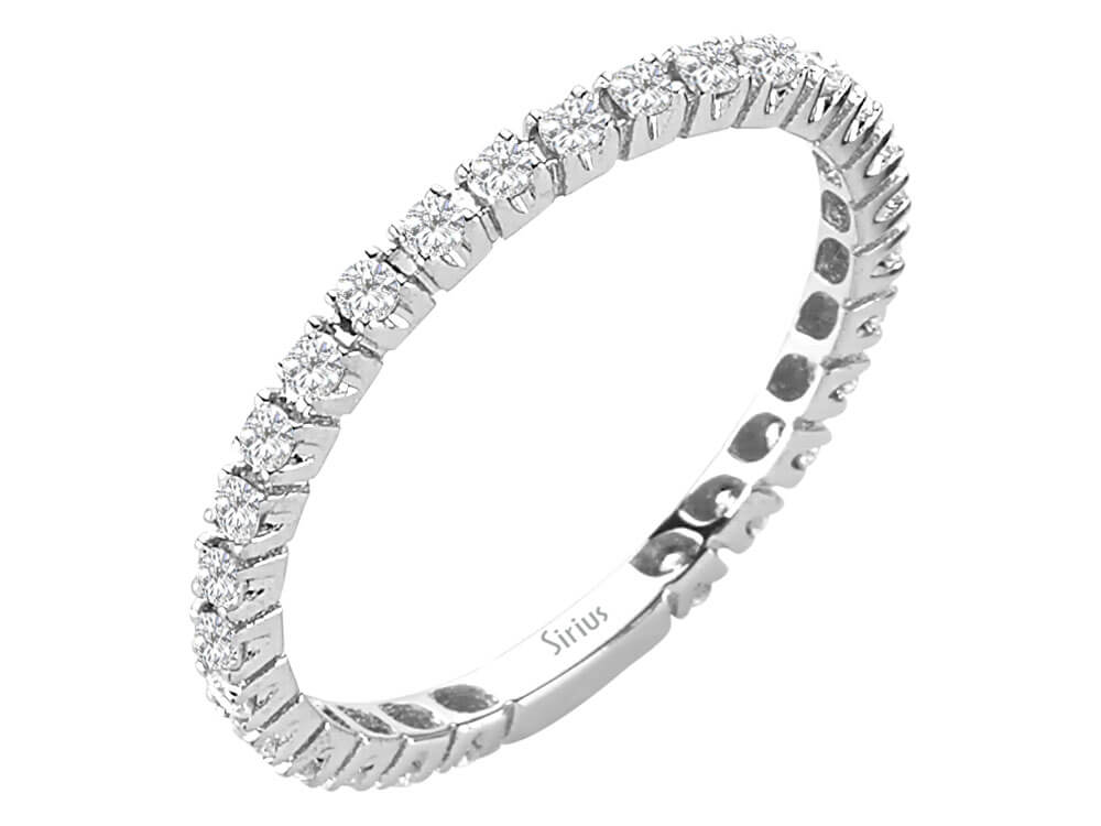 Ewiger Diamantring mit 28 runden Steinen aus 14K Weißgold