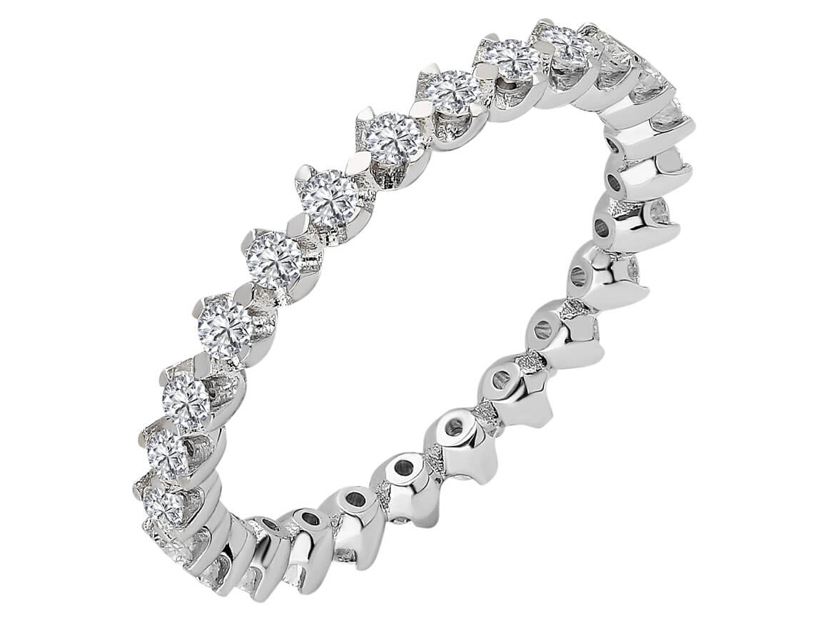 Strahlender Vollkarat-Diamantring mit Rundschliff aus 14 Karat Weißgold - hochwertiger Schmuck von Rosy Lab Diamonds