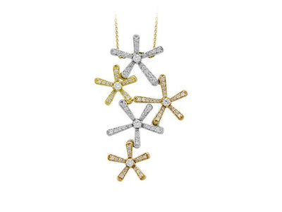 Three-color pendant chain with 107 diamonds in 14K gold