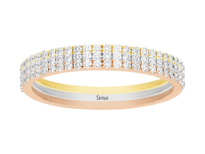 Dreifarbiger Halbkreis-Ring mit 81 laborgezüchteten Runddiamanten in 14K Gold