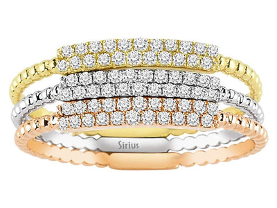 Dreifarbiger Diamantring – 66 Steine – 0,33 ct – 14K Weiß-, Rosé- und Gelbgold