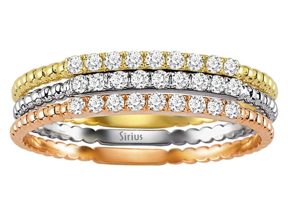 27 laboratuvar pırlantalı yarım eternity yüzük - üç renkli 8K altın - Rosy Lab Diamonds’tan yüksek kaliteli Mücevher