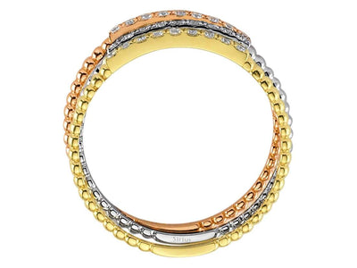 Dreifarbiger Halbmemory-Ring mit 27 laborgezüchteten Diamanten