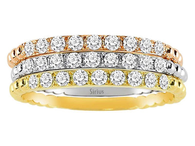Dreifarbiger Diamantring – 27 Steine – 0,57 ct – 14K Weiß-, Rosé- und Gelbgold