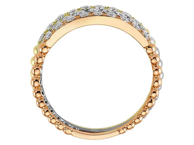 Dreifarbiger Diamantring – 27 Steine – 0,57 ct – 14K Weiß-, Rosé- und Gelbgold