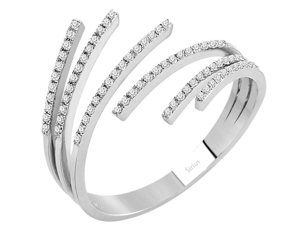 6-row Diamond Ring in 14K White Gold – 0.27 ct | Modern Women’s Ring – High-Quality Jewelry by Rosy Lab Diamonds