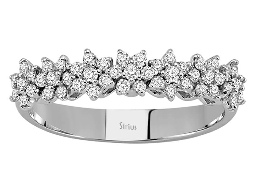 Flower diamond ring with 49 stones - 14K White Gold - 0.37 ct - high-quality Jewelry by Rosy Lab Diamonds