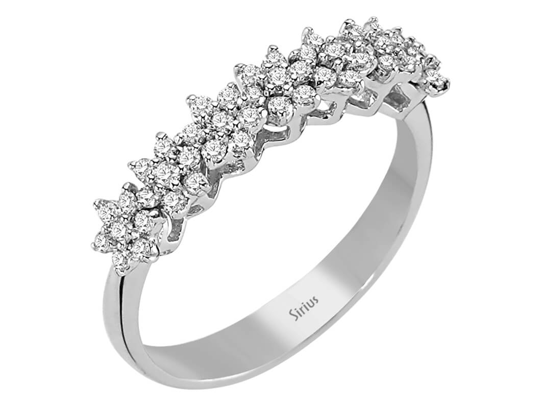 Flower diamond ring with 49 stones - 14K White Gold - 0.37 ct - high-quality Jewelry by Rosy Lab Diamonds