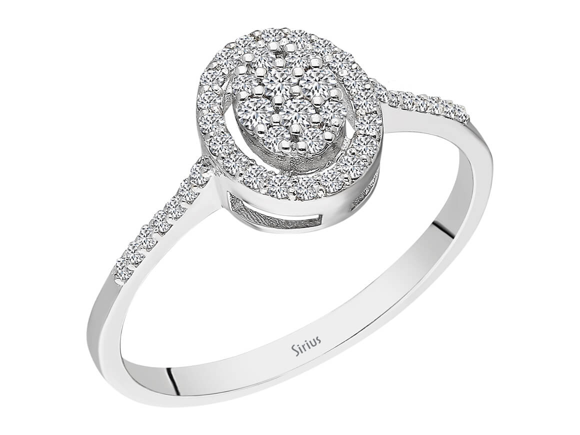 Pavé diamond ring made of 14K White Gold with 44 stones – high-quality Jewelry from Rosy Lab Diamonds