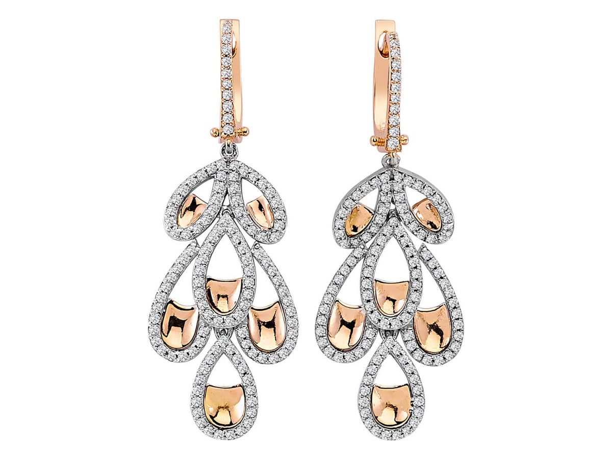 Boucles d’oreilles pendantes antiques avec diamants cultivés en laboratoire en or 14 carats – Bijoux haut de gamme de Rosy Lab Diamonds