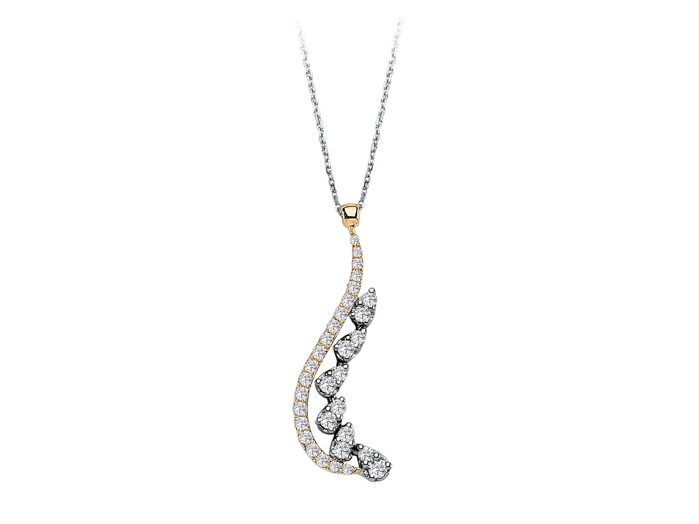Elegant drop necklace with 30 diamonds – 14K gold