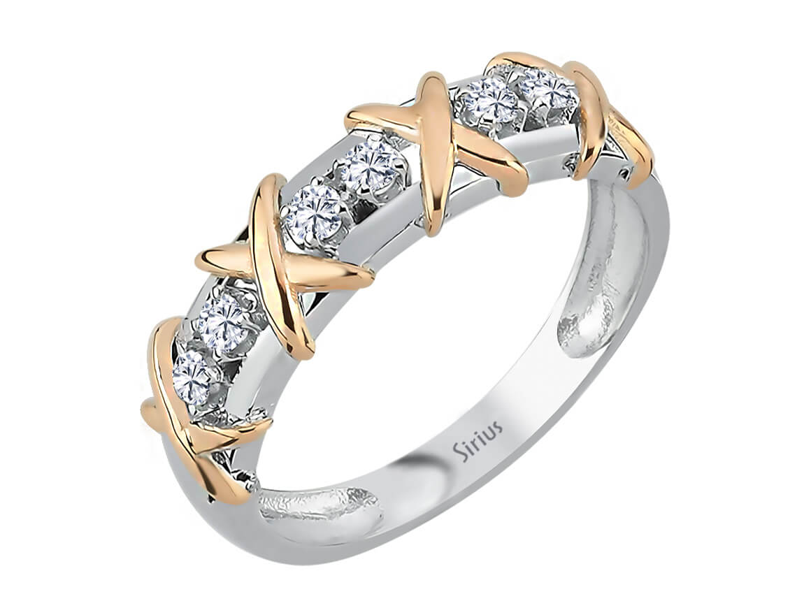 Avantgarde Halbkreis-Ring mit 6 lab-grown Diamanten