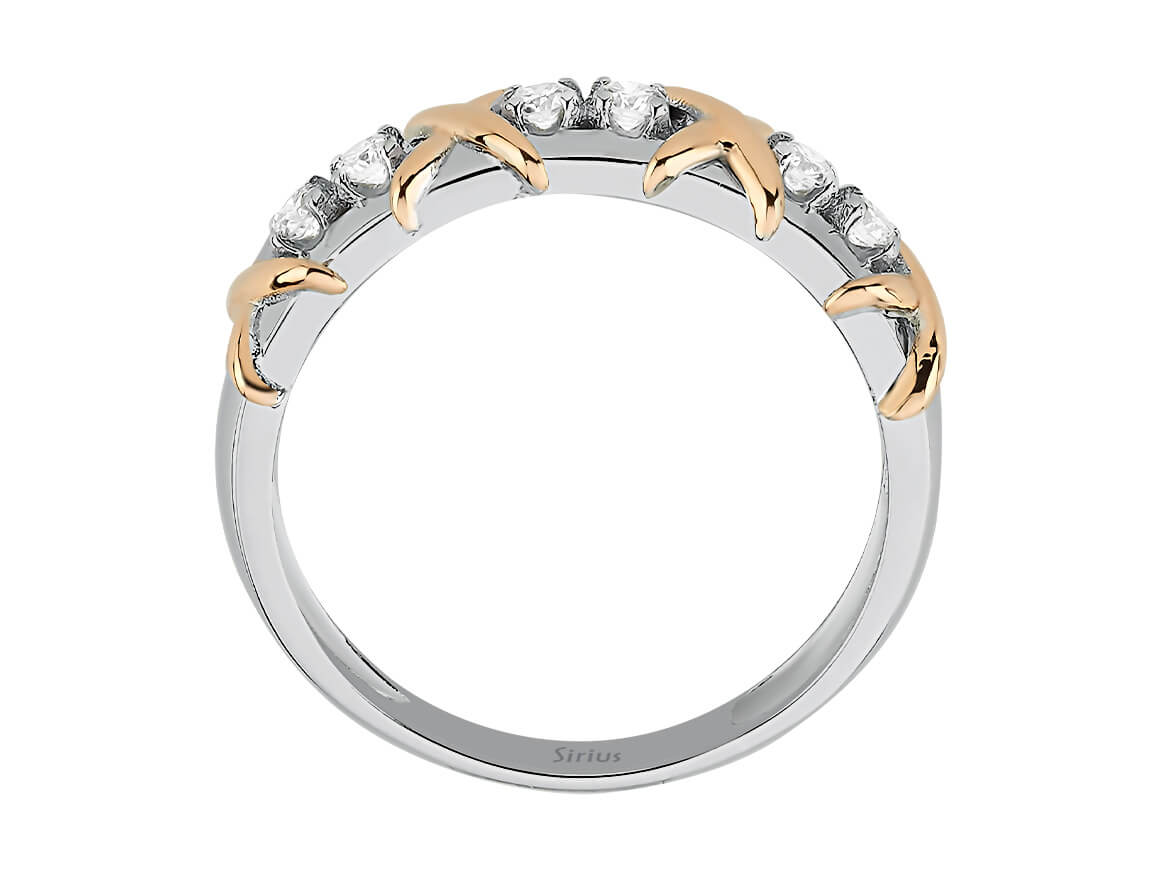 Avantgarde Halbkreis-Ring mit lab-grown Diamanten | 14K Bicolor - hochwertiger Schmuck von Rosy Lab Diamonds