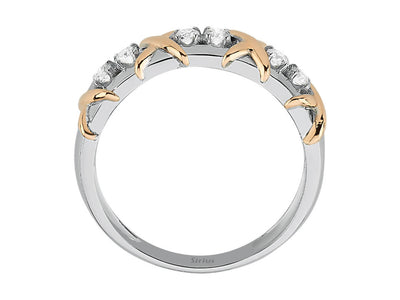 Avantgarde Halbkreis-Ring mit 6 lab-grown Diamanten