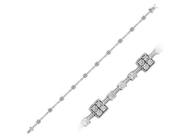 Bracelet géométrique avec 72 diamants en Or Blanc 14 carats – 1,50 ct – Bijoux haut de gamme de Rosy Lab Diamonds