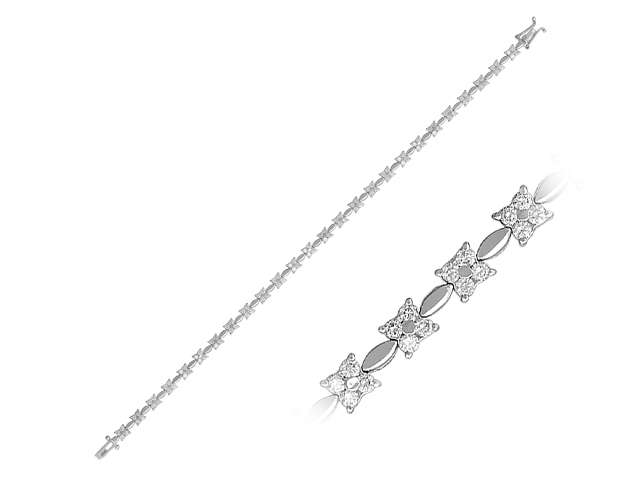 Flower bracelet with 104 diamonds made of 14K white gold