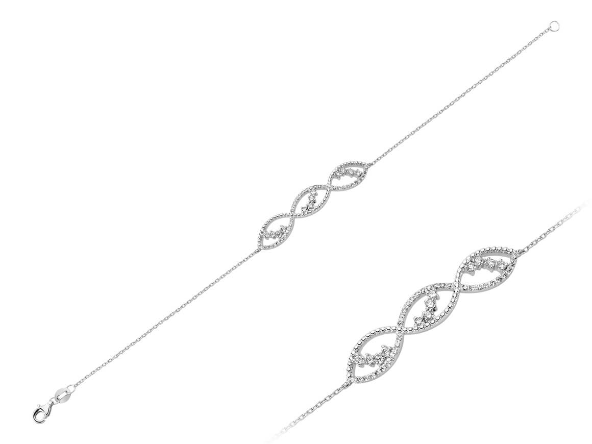 Verspieltes Armband mit 45 runden Diamanten in 14K Weißgold – 0,55 ct